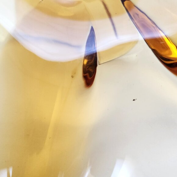 Viking EPIC, Six Petal, Pressed Glass, Amber, Pedestal Fruit Bowl, 9" Diameter - Picture 9 of 11